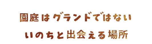 園庭はグランドではない。たくさんの命と出会える場所。