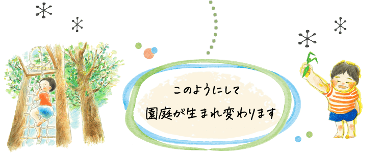 このようにして園庭が生まれ変わります